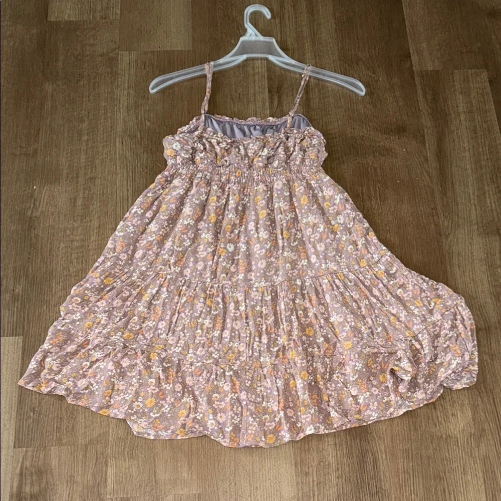 Floral Mini Dress in Brown and Yellow